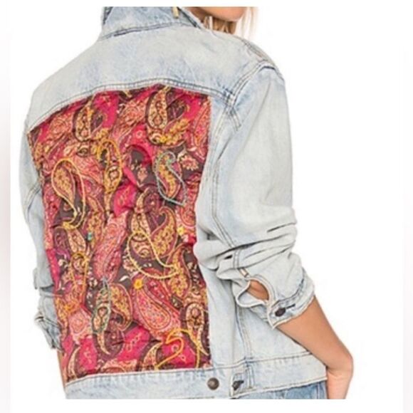 Free people jeans jacket size XS oversized impeccable paisley - Picture 3 of 17